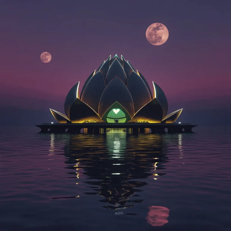 Cyber-Organic Lotus Temple In A Floating Mercury Sea | Prompt download — AI image prompt