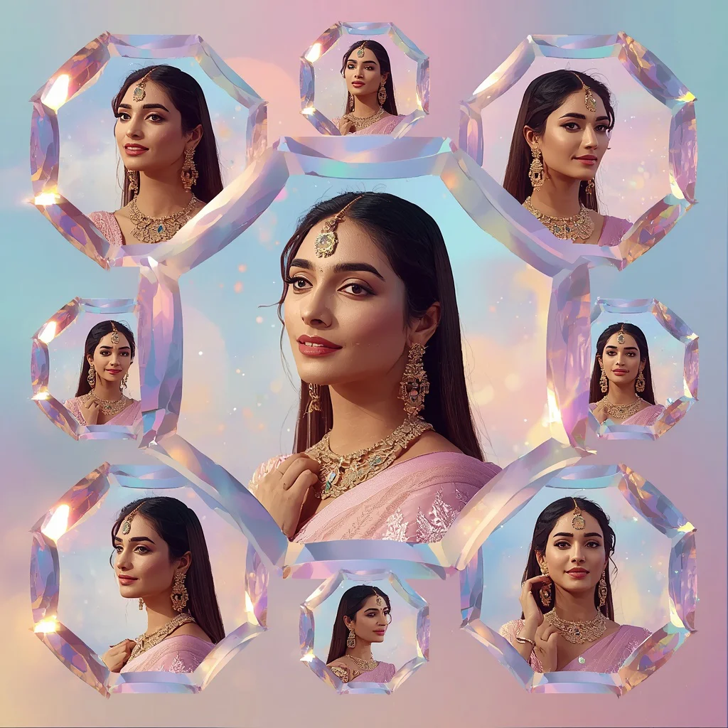Festive Pastel Saree Floating Crystal Orbit Galaxy Collage Premium | viral prompt — AI image prompt