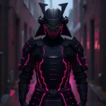 Futuristic Samurai Armor Forged From Solidified Dark Matter Gas | Prompt download