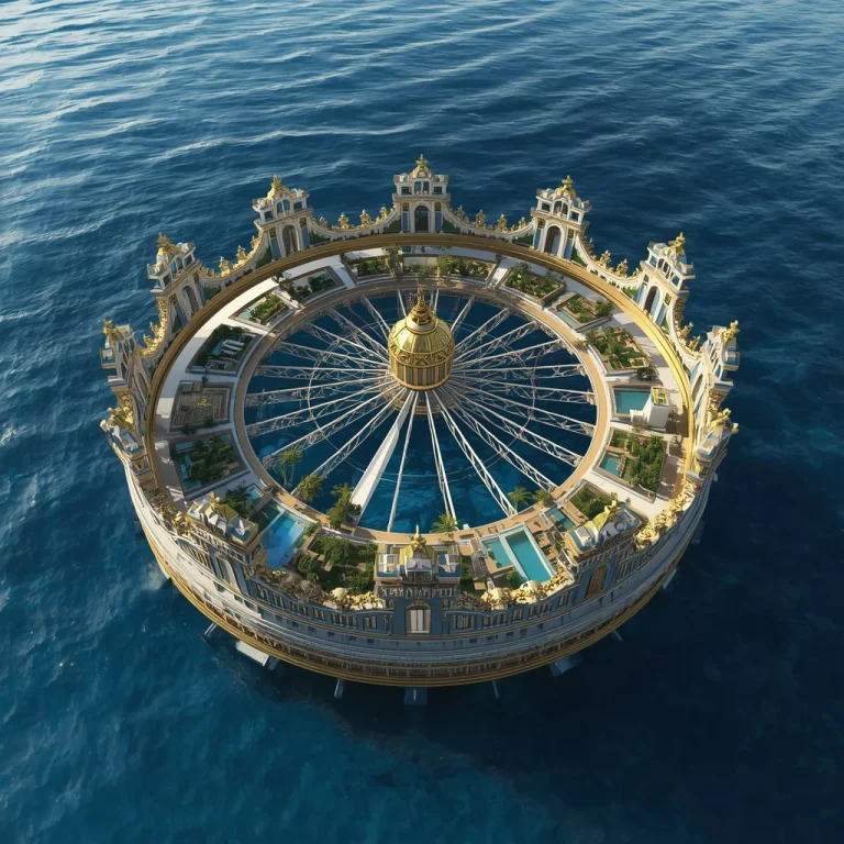 Luxury Giant Floating Crown Ferris Wheel With Rotating Palace Islands and Infinity Oceans | Prompt for traditional look on Instagram — AI image prompt