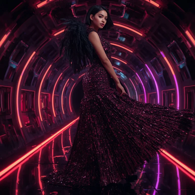 Midnight Volcanic Abyss Rift Singularity Armor Saree with Holographic Plasma Engine Corridor Reactor Core System | saree ai prompt — AI image prompt