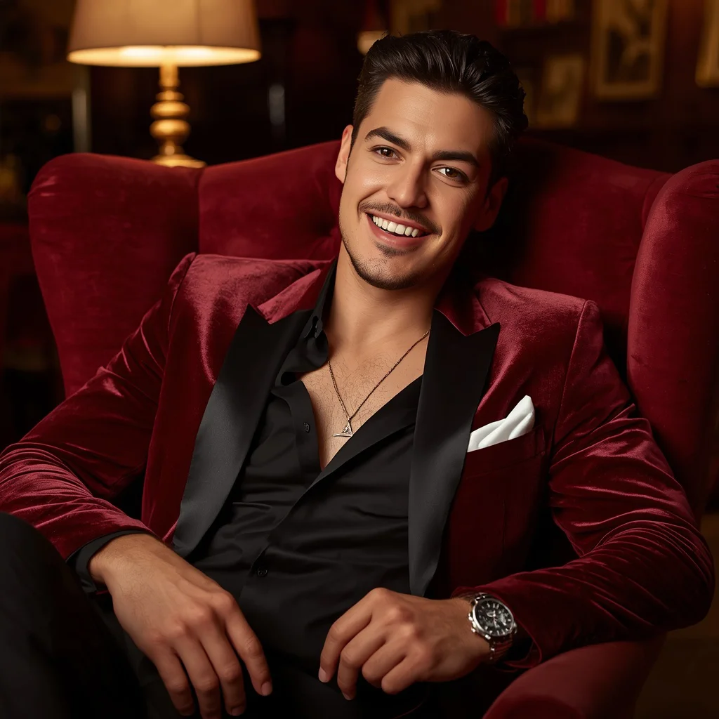 The Dashing Charmer in a Velvet Dinner Jacket | Dashing Man His — AI image prompt