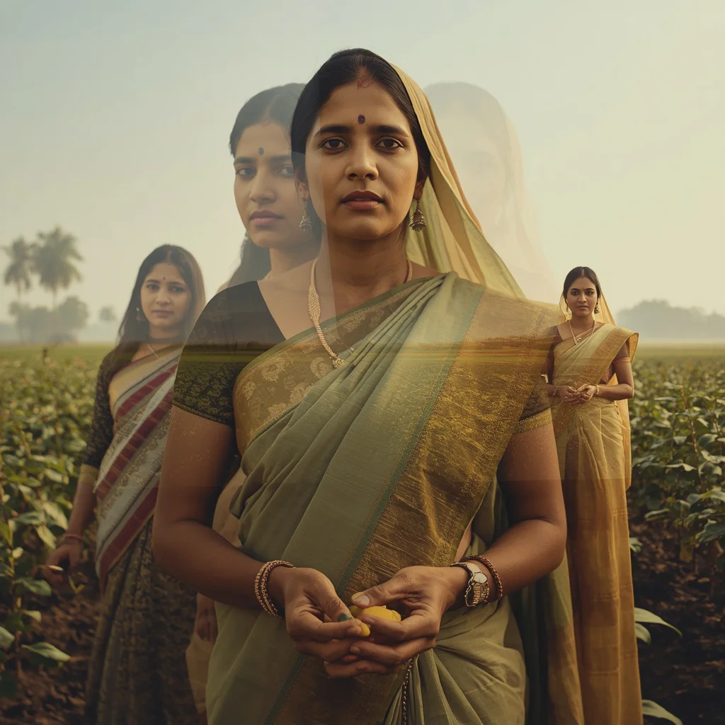 The Farmer’s Daughter: An Indian Woman’s Connection to the Land | Deeply Rooted Narrative — AI image prompt